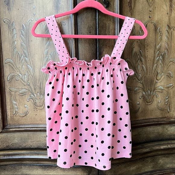 Zara Girls Pink Cotton Retro Polka Dots Top Size 9 - Picture 3 of 11
